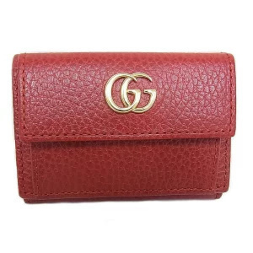 Gucci Tri fold Wallet Closure GG Marmont Compact Leather - Picture 1 of 3